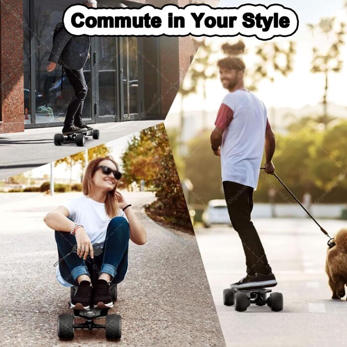 Електричний скейтборд з пультом дистанційного керування, водонепроникний лонгборд, 7-шаровий клен, запас ходу 15 км, максимальна швидкість 25 км/год, лонгборд для початківців C