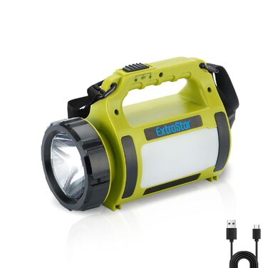 Акумуляторний світлодіодний ліхтар для кемпінгу EXTRASTAR, ліхтарик 650 люмен з 2 рівнями яскравості, функцією зовнішнього акумулятора, холодний білий колір, 3 режими (ліхтарик/бічне освітлення/миготливе світло) для використання на природі, в кемпінгу та 