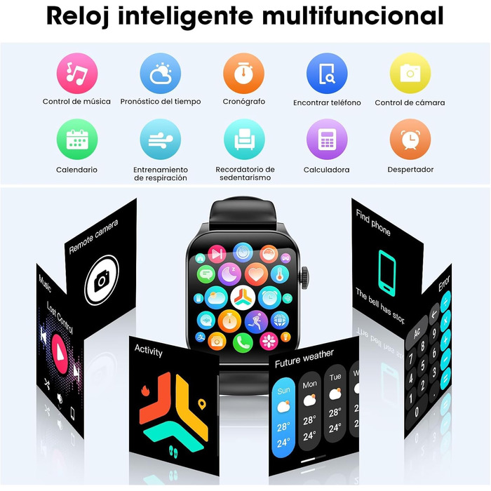 Розумний годинник для чоловіків та жінок, вигнутий HD-дисплей 1,91 дюйма, розумний годинник із Bluetooth-дзвінками, понад 100 спортивних режимів, фітнес-годинник із монітором серцевого ритму/сну/крокоміром, водонепроникний спортивний годинник IP67 для And