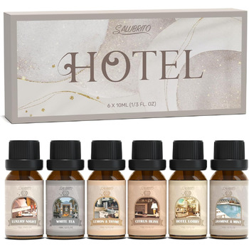 Набір ефірних олій готелю SALUBRITO, розкішна ароматерапевтична ароматична олія для дифузора, виготовлення свічок, розкішна ніч, білий чай, лимон і чебрець, цитрусове блаженство, лобі готелю, ароматична олія жасмину та мяти