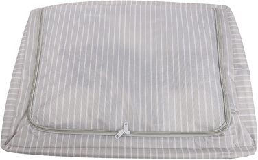 Складаний ящик для зберігання з вологостійкої тканини Оксфорд та сталевого каркасу, подвійною блискавкою зверху та прозорою передньою частиною для зручного зберігання та легкого доступу (66 л синього кольору, 66 л синього кольору в смужку)