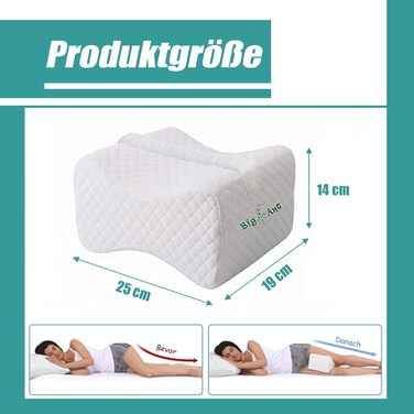 Подушка для коліна Big Ant для сну на боці, ортопедична подушка для ніг з піною з ефектом пам&39яті, високоякісна подушка для сну на боці з ремінцем, подушка для сну для спини, стегон, суглобів, хребта, вагітності - біла