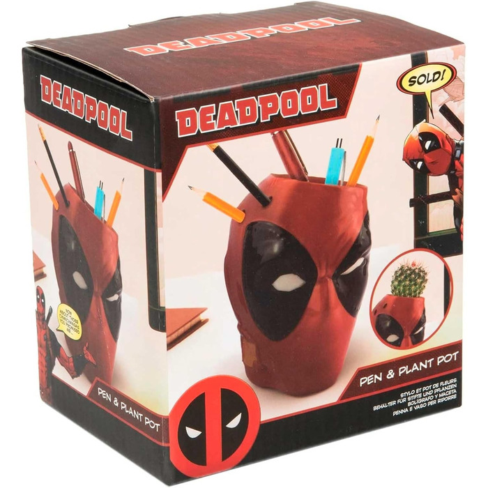 Підставка для ручки та горщик для рослин Paladone Deadpool Replica - аксесуар для столу супергероя, прикраса та оригінальний подарунок - висотою 13 см