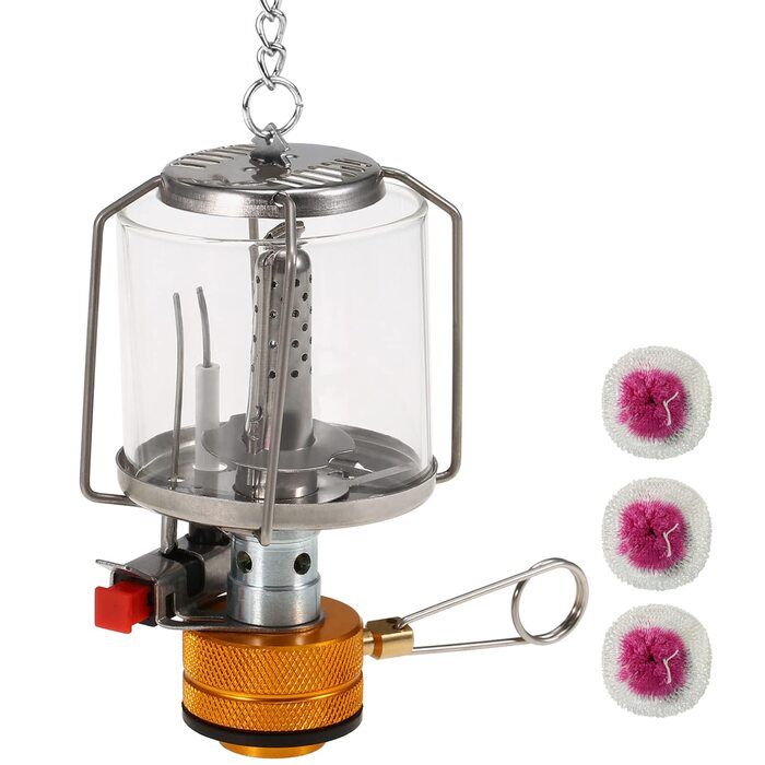 Газовий ліхтар ERYUE - Портативний кемпінговий газовий ліхтар для зовнішнього використання з п&39єзоелектричним запалюванням, міні-газова лампа для намету з 3 шарами