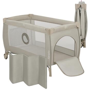 Дитяче ліжечко Lionelo Stefi Plus для подорожей до 15 кг, з матрацом, бічний вхід, блискавка, високоякісний пінопластовий матрац, бежевий