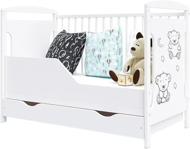 Дитяче ліжко універсальне Тед 60x120 см, включаючи шухляду та комплект для переобладнання