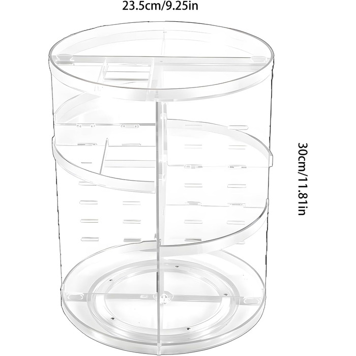 Органайзер для макіяжу, органайзер для ванної кімнати на 360 обертовий органайзер для макіяжу, косметичний органайзер для спальні для догляду за шкірою, прозорий регульований багатофункціональний для комода, ванної кімнати, спальні