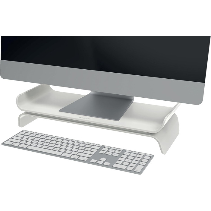 Регульована підставка для монітора, сіро-біла, 65040085. Підвищення монітора з двома рівнями регулювання для підтримки правильної постави.