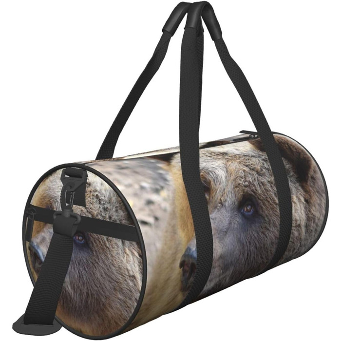 Спортивна сумка, дорожня сумка, з принтом ведмедя, сумка для подорожей на вихідні, чорна, універсальний розмір