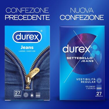 Презервативи Durex Jeans, 27 профілактичних, упаковка може відрізнятися.
