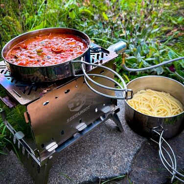 Набір посуду Bestargot Camping Pot 304 з нержавіючої сталі, набір кемпінгових каструль із 4 предметів (900 мл 600 мл), набір посуд