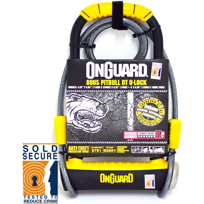 Велосипедний замок і трос OnGuard Pitbull DT 8005 (продається в кольорі Secure Gold)