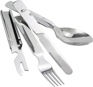 Набір посуду з нержавіючої сталі для кемпінгу тарілка, чашка та столові прибори міцний та багаторазовий для відпочинку на природі, трекінгу та фестивалів