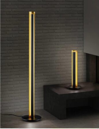 Стійка LED-лампа Trio Texel 474410179, 15 Вт, з димером, чорний/золотий, 25 x 25 x 142.5 см