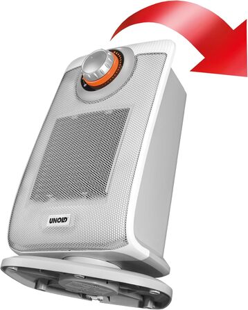 Керамічний вентилятор-обігрівач Unold 86440 - білий, до 2000 Вт, функція вентилятора, 4-ступінчастий термостат, коливання 75, легкий та тихий, захист від перегріву, ручка для перенесення, захист від крапель IP21