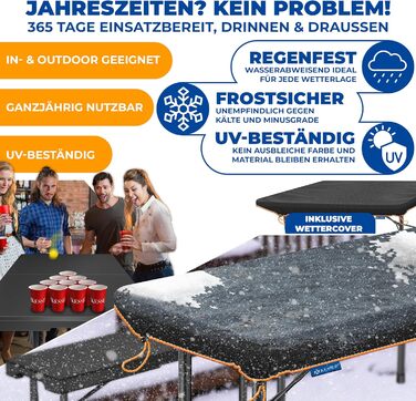 Стіл-фуршет KESSER, складний пластиковий стіл, 183x76 см, кемпінговий стіл, стіл для вечірки, розкладний стіл, садовий стіл для саду, патіо та балкону, складаний, на 6 осіб, в комплекті чохол та ручка для перенесення, антрацит