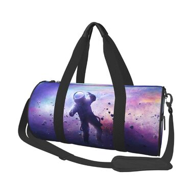 Спортивна сумка для подорожей, сумка-дорожня, з принтом космонавта, на нічліг, чорна, універсальний розмір, дорожня сумка