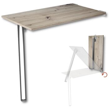 Настінний розкладний стіл KDR 80x50 см, сучковатий дуб розкладний стіл з хромованою ніжкою для настінного монтажу як обідній, письмовий або кухонний стіл висота 74 см
