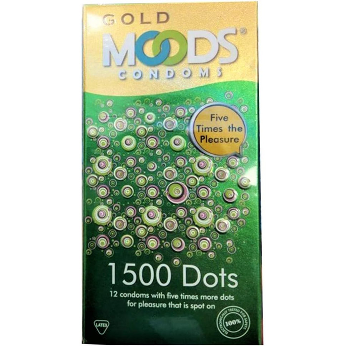 Презервативи MOODS GOLD 1500 Dots - 12 презервативів з 1500 крапками - відчуйте нові виміри задоволення та відчуття поколювання - ближче до оргазму з кожним поштовхом