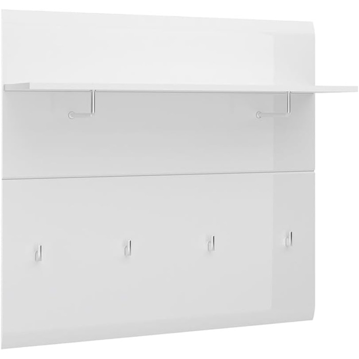 Шафа для одягу Lomadox 4 предмети з дзеркалом і тумбою для взуття білий глянцевий Шафа для передпокою в сучасному стилі