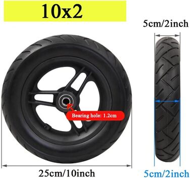 Дюймові аксесуари для інвалідних візків Заднє колесо, 10X2, запасне колесо для інвалідів Електричне крісло колісне/чорне/2 місця, 10-