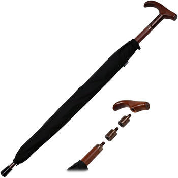 Парасолька з підтримкою iX-brella регулюється по висоті з дерев'яною ручкою - чорний