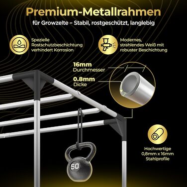 Гроубокс 120x60x180 см з висувним піддоном, високоякісний світловідбиваючий Mylar, водонепроникний без вікон, 600 -