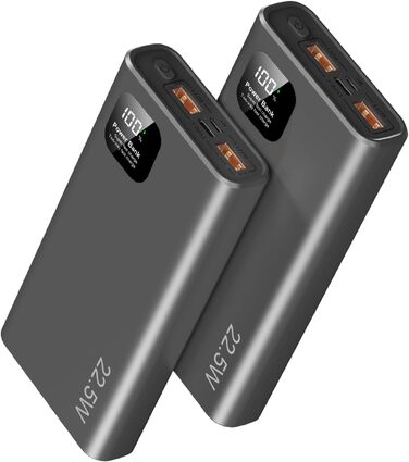 Зовнішній акумулятор Power Bank 27000mAh 22.5W Powerbank Fast Charging PD QC3.0, портативний зарядний пристрій для мобільних телефонів, зовнішній акумулятор з 3 виходами та 2 входами для смартфонів, планшетів та іншого (чорний)