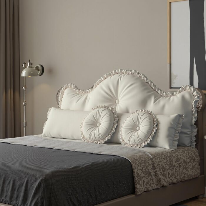 Подушка для ліжка, подушка для спини, подушка для читання для ліжка та дивана з подушкою для шиї та 2 круглими подушками, велика клиноподібна подушка з чохлом, який можна прати, ідеальна подушка для спини, на яку можна спиратися в ліжку, біла, 200*86 см