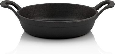 Чавунна сервірувальна сковорода з дерев'яною основою Ø 16 см вже запечена - попередньо приправлена чавунні сковороди-гриль, сервір