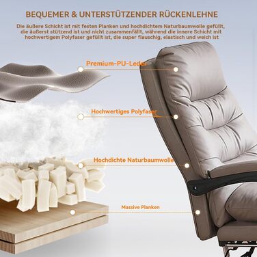 Офісне крісло з м&39якою підкладкою та високою спинкою, ігрове крісло, крісло керівника з підставкою для ніг, ергономічне шкіряне комп&39ютерне крісло для домашнього офісу, хакі, 50*55*107