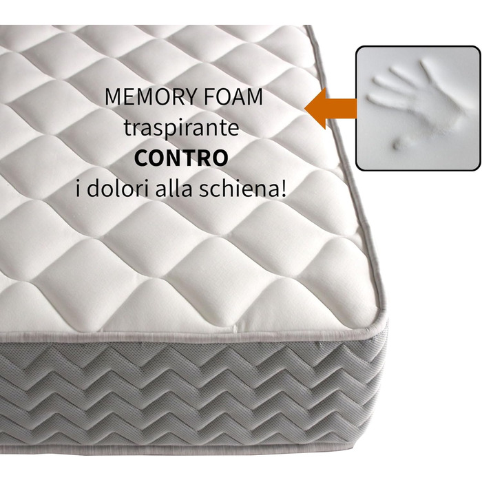 Матрац для одного ліжка, 100 x 200 см, ортопедична піна з ефектом пам&39яті, висота 24 см, напівжорсткий матрац, матрац для болю в спині, гіпоалергенний та стійкий до кліщів, модель Elisir H24 100X200Cm