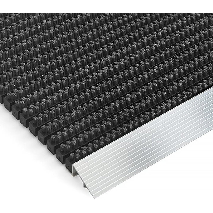 Килимок для вхідних дверей KARAT для використання всередині та зовні приміщень - Стійкий до іржі та атмосферних впливів - Килимок для вхідних дверей - Професійний килимок для входу - Щітка (60 x 90 см, алюмінієва рамка - чорний) Алюмінієва рамка - чорний 