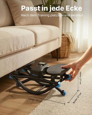 Степер MERACH U-подібної форми з низьким навантаженням та 3D-рухом, тихий велотренажер із РК-дисплеєм для відображення часу, кроків та калорій, нековзні педалі, компактний для дому та квартири 2511