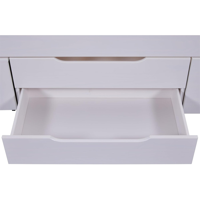 Ліжко з шухлядами - Двоспальне ліжко 140x200 см - Двоярусне ліжко з місцем для зберігання - Масив сосни - 2 шухляди та 1 коробка для зберігання - Включає рейкову основу - Білий лак - Efetivo 140x200 см 140 x 200 см Efetivo White з узголів&39ям