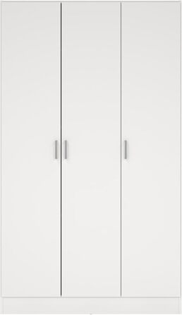 Велика багатофункціональна шафа Beaumont, додаткова шафа з 3 дверцятами, полиця для взуття з полицями, шафа для віників, 109 x 37 x 180 см, білий колір, 3 дверцята 4 полиці