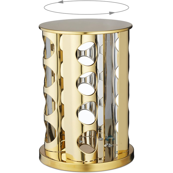 Карусель для спецій Relaxdays, 16 банок для спецій, обертається на 360, нержавіюча сталь, скло, В x Г 27,5 x 20 см, кругла підставка для спецій, золота