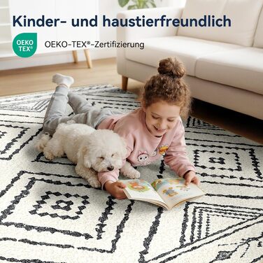 Килимова доріжка для коридору, 60 x 300 см, нековзка кухонна доріжка, килимова доріжка з коротким ворсом, яку можна прати, складається, дизайн бохо для коридору, кухні, вітальні та офісу, чорно-білий, 60 x 300 см