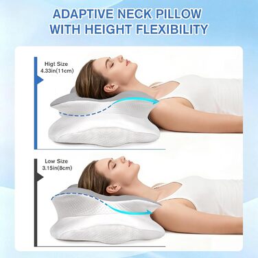 Ергономічна ортопедична подушка, подушка з пінного матеріалу з ефектом пам&39яті для шийного відділу хребта від болю в шиї та плечах, подушка для шиї зі знімним чохлом, для друзів та батьків (сіра) Подушка з пінного матеріалу з ефектом пам&39яті - сіра