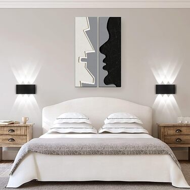 Сучасний внутрішній настінний аплікаційний світлодіодний зовнішній водонепроникний алюмінієвий 18 Вт зовнішній світильник, що застосовується для вітальні, спальні, коридору, сходів, холодного білого 6000K 16 Вт-2 шт. холодного білого, 2 шт.