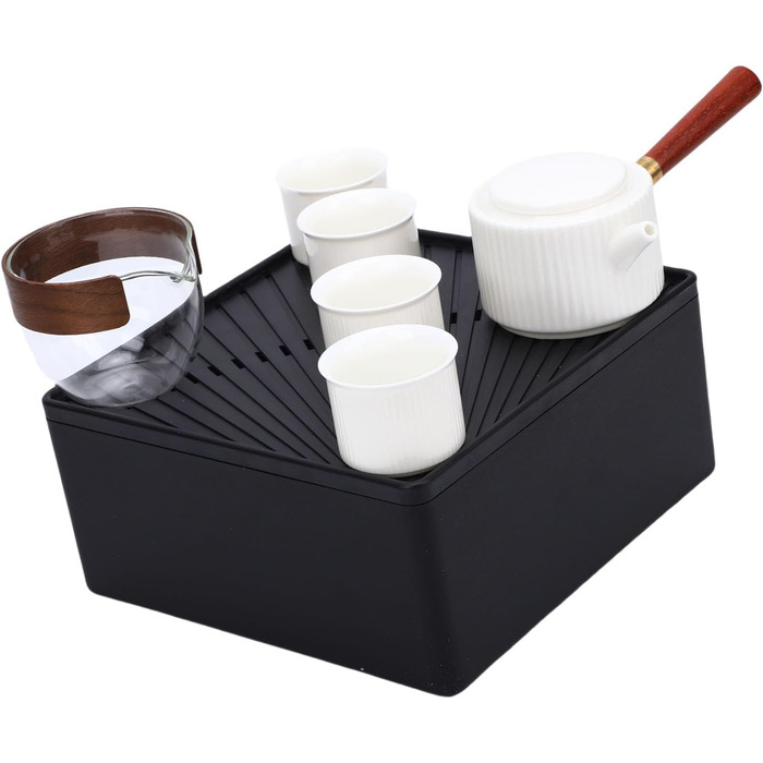 Компактний чайний набір для подорожей, кунг-фу чахай з бічними ручками та чашками, для подорожей, кемпінгу, офісу та дому