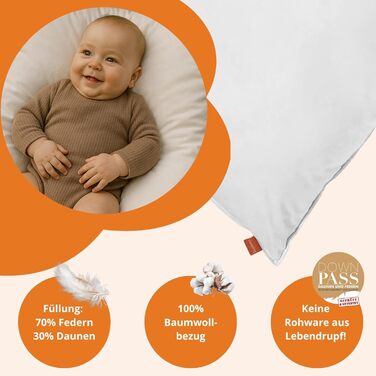 Подушка для коляски Sleepling 80x80 см, пухова ковдра для немовлят, подушка для коляски виготовлена зі 100 бавовни, 400 г пір&39я та пуху, Downpass, ковдра для коляски 80 x 80 см, можна прати, зроблено в ЄС