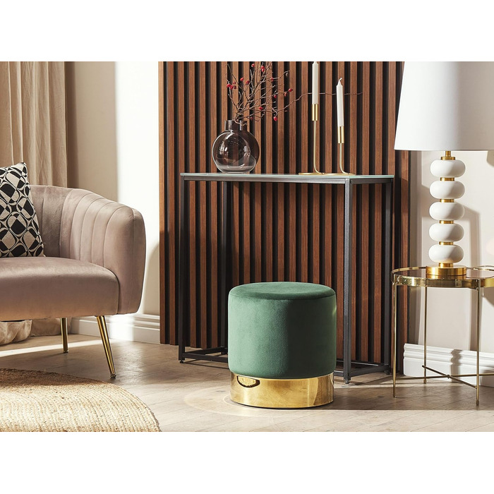 Пуф Beliani з круглою м&39якою оббивкою з зеленого оксамиту, пуф у стилі модерн, бароко, Софія