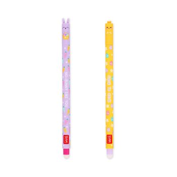 Набір із 2 гелевих ручок, що стираються, пасхальний випуск, ручки зі стираним чорнилом, рожевий, фіолетовий, ручка, що стирається, стирається без використання паперу, наконечник 0,7 мм, HOPPY EASTER