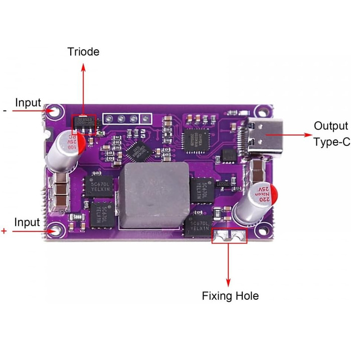 Модуль швидкої зарядки PD, високопродуктивний двосторонній модуль швидкої зарядки PD потужністю 120 Вт, двосторонній понижувальний підсилювач для зарядного пристрою для літієвих акумуляторів 4s 12V-16.8V
