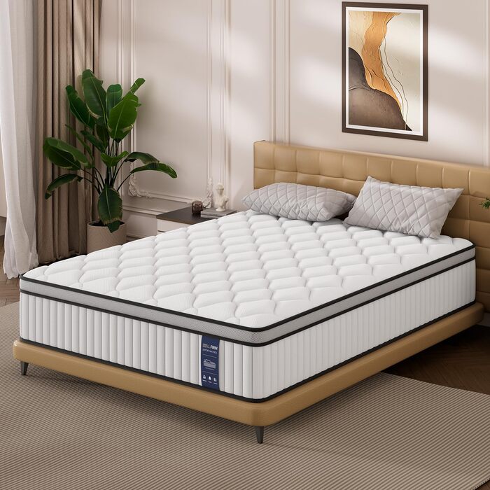 Матрац BedStory 90x200 см, пружинний матрац Pocket Spring, висота 31 см, ортопедичний матрац з комфортною піною, рівні жорсткості H3 та H4, пружинний матрац для дорослих, сертифікований ko-Tex та CertiPUR, 90x200 см, 31 см