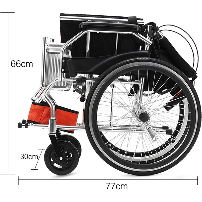 Інвалідні коляски Складні інвалідні візки, Самохідні інвалідні візки Практичні великі колеса, потовщений алюмінієвий сплав, ручне складання, портативний ручний самокат для людей похилого віку та інвалідів