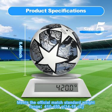 Футбольний м&39яч розміру 5 Футбольні подарунки для хлопчиків Білий Сірий