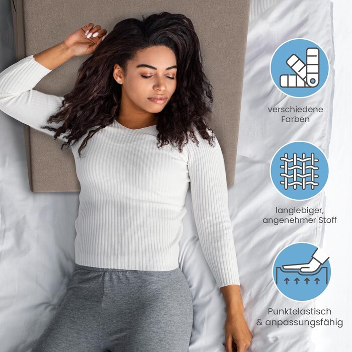 Багатофункціональна клиноподібна подушка ELONEO, подушка для спини, опора для колін, опора для ніг, підставка для ніг для дивана та софи, подушка для читання, розмір Ш55 x В56 x Д30,5 см, бежевий