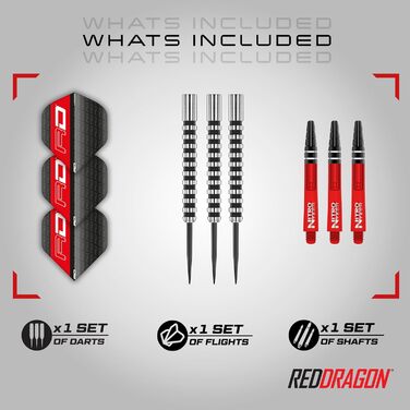 Набір дротиків RED DRAGON Javelin Black Series Professional Steel з льотками та древками 24.0 грами